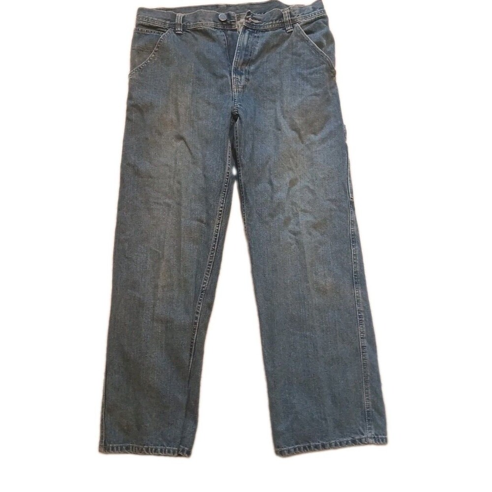 Arizona Jean Co. Mens Blue Straight Regular Fit Carpenter Denim Jeans Size 34x30